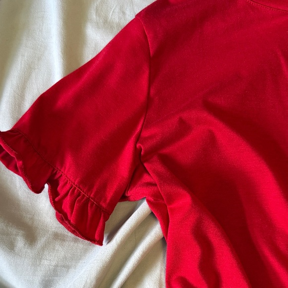 Red Ruffle Sleeve Top - Picture 3 of 3